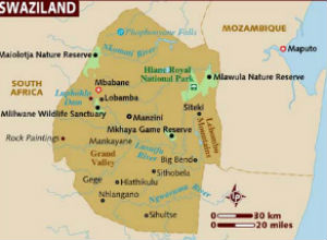 Mapa da Suazilândia 