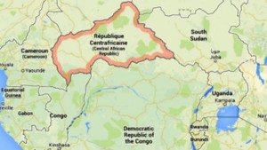 Mapa com a República Centro-Africana