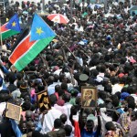 South Sudanese citizens in Juba celebrate during an event marking the country’s one year independence anniversary. UN/S. Winter