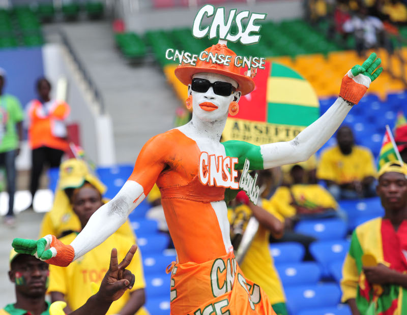 Ivory Coast fans during the 2017 Africa Cup of Nations Finals match between Ivory Coast and Togo at the Oyem Stadium in Gabon on 16 January 2017 ©Samuel Shivambu/BackpagePix
