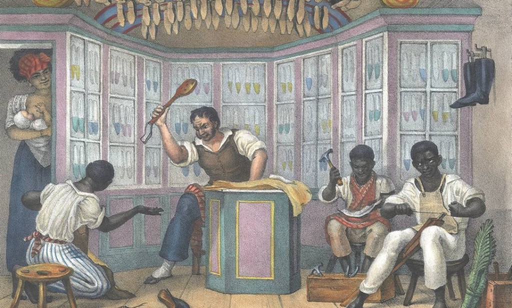 Na reprodução: uma sessão de palmatória em escravos retratada por Debret.